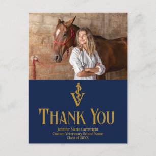Cartão Postal Graduação na Escola de Veterinária Azul Marinho Ob