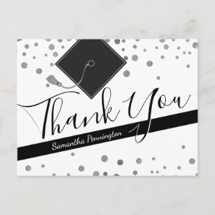 Cartão Postal Graduação Obrigado A Qualquer Ano Preto e Branco