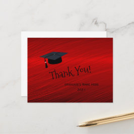 Cartão Postal Graduação Obrigado Chapéu Vermelho Moderno Prata