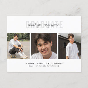 Cartão Postal Graduação Obrigado Colagem Mínima 3 Fotografias