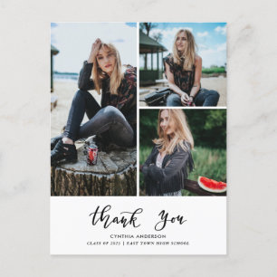 Cartão Postal Graduação Obrigado Escrevendo Foto De Três Formand