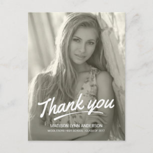 Cartão Postal Graduação Obrigado Script Manuscrito Moderno