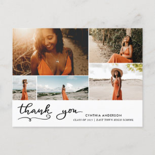 Cartão Postal Graduação Obrigado Script Photo Collage