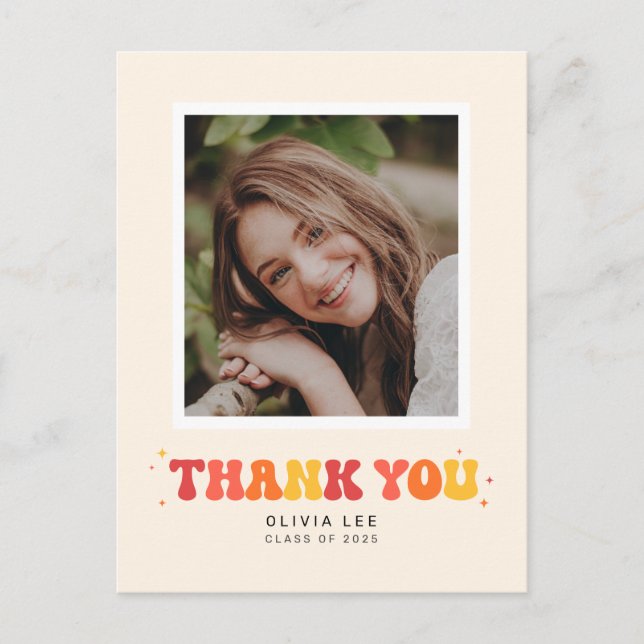 Cartão Postal Graduação Retroativa Brilhante Obrigado Cartão-Pos (Frente)