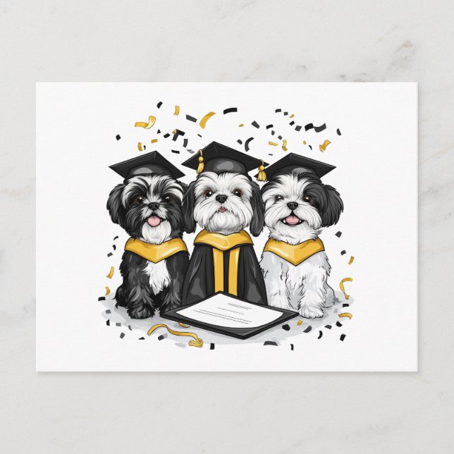 Cartão Postal Graduação Shih Tzu Dogs (Frente)