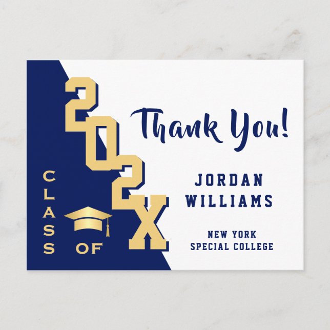 Cartão Postal Graduação Simples Moderna - Obrigado (Frente)