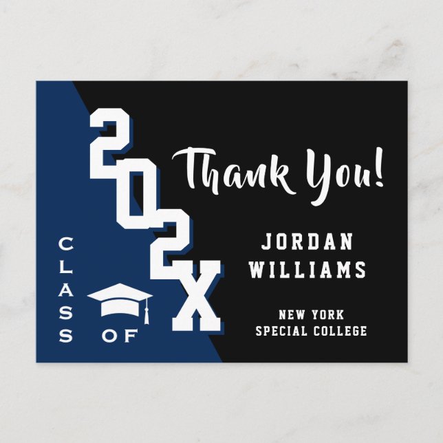 Cartão Postal Graduação Simples Moderna - Obrigado (Frente)