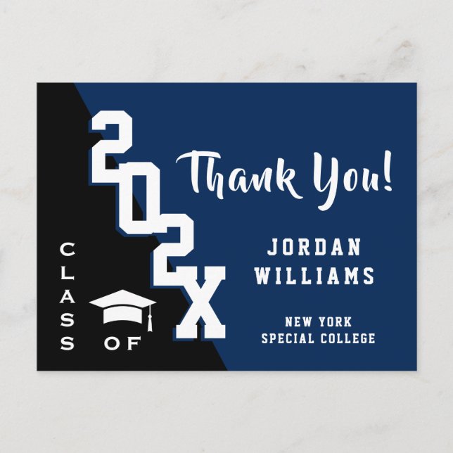 Cartão Postal Graduação Simples Moderna - Obrigado (Frente)