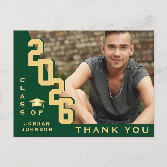 Cartão Postal Graduação Simples Moderna - Obrigado (Frente)