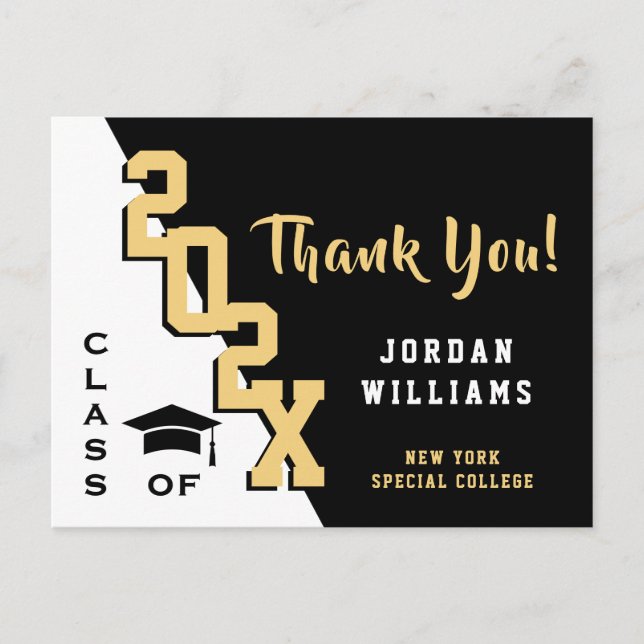 Cartão Postal Graduação Simples Moderna - Obrigado (Frente)