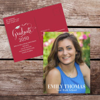 Graduate Photo Minimalist Simple Script Red