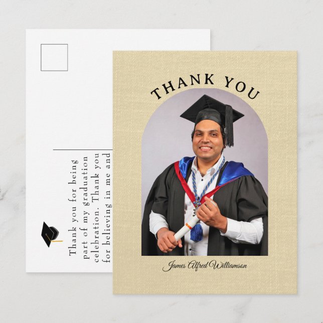 Cartão Postal Graduation Arch Thank You postcard (Frente/Verso)