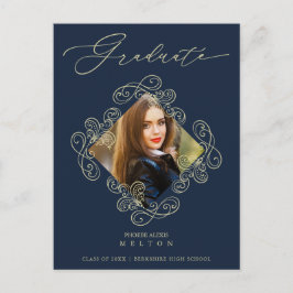 Cartão Postal Graduation Gold Diamond Flourish Photo Invitation