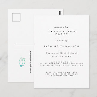 Cartão Postal Graduation Party Simple Elegant Invite