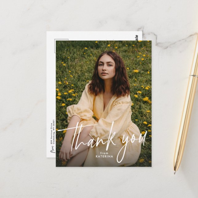 Cartão Postal Graduation thank you postcard with two photos (Frente/Verso In Situ)