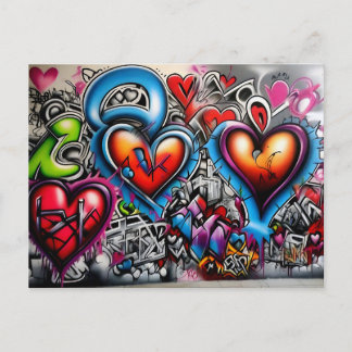 Cartão Postal Graffiti Hearts # 8