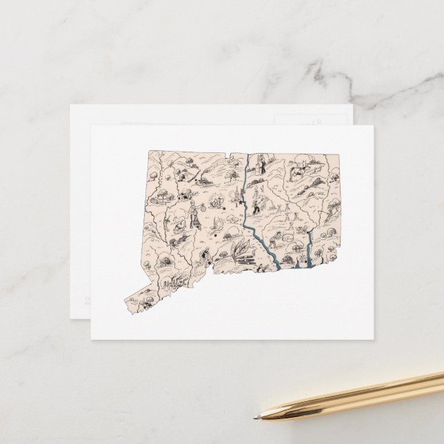 Cartão Postal Gráfico Antiquado de Mapa de Imagem de Imagem de I (Frente/Verso In Situ)