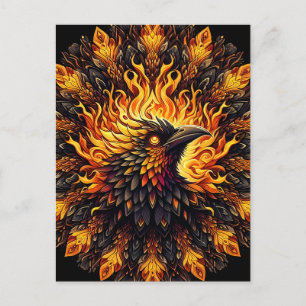 Cartão Postal Gráfico Circular Phoenix Flaming