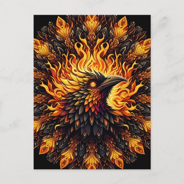Cartão Postal Gráfico Circular Phoenix Flaming (Frente)