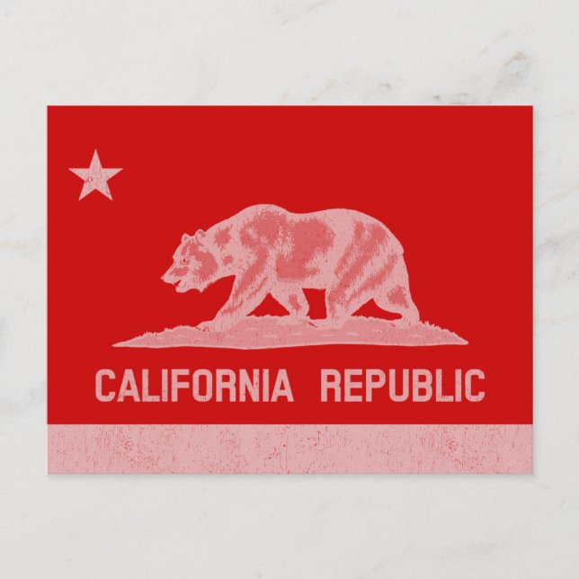 Cartão Postal Gráfico Clássico da Bandeira do Urso da Califórnia (Frente)