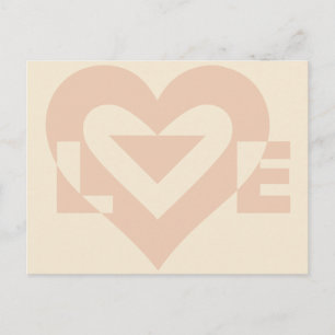 Cartão Postal Gráfico de Amor Bonito, Creme Beige