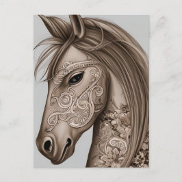 Cartão Postal Gráfico de Cavalos
