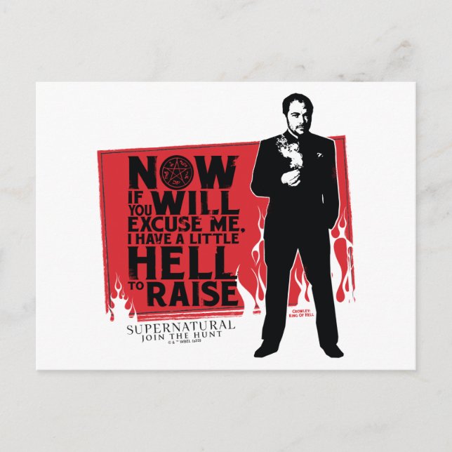 Cartão Postal Gráfico de Citação de Crowley Supernatural (Frente)