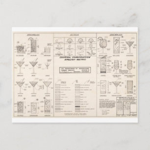 Cartão Postal Gráfico de Construção de Cocktail de meio século