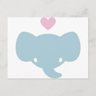 Cartão Postal Gráfico de Coração de Elefante Bonito