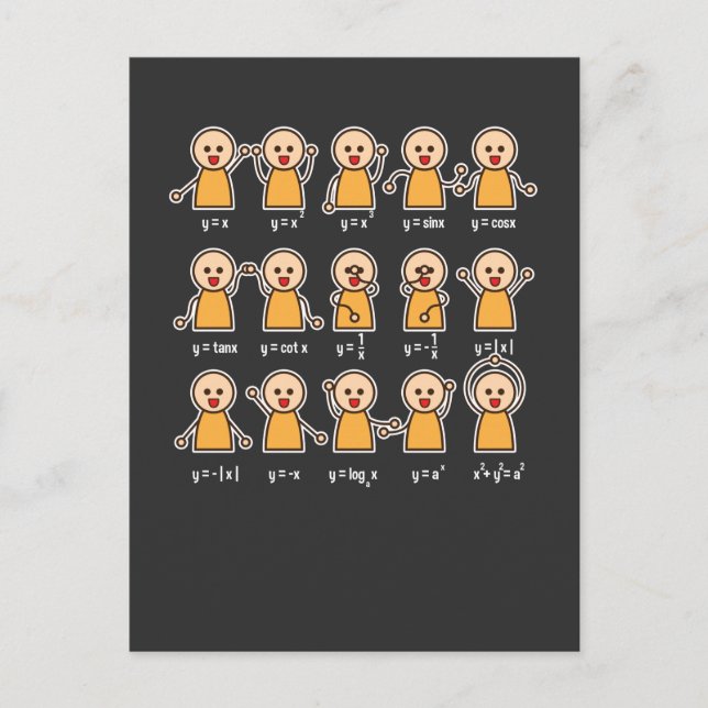 Cartão Postal Gráfico de Equação de Algebra Professora de Matemá (Frente)