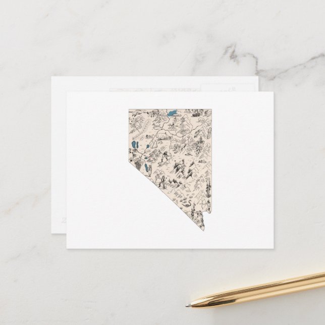 Cartão Postal Gráfico de Estado Anterior do Mapa de Imagens Vint (Frente/Verso In Situ)