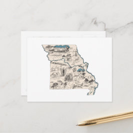 Cartão Postal Gráfico de Estado Anterior do Mapa de Imagens Vint