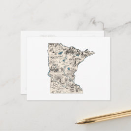 Cartão Postal Gráfico de Estado Antiquado do Mapa de Imagens do