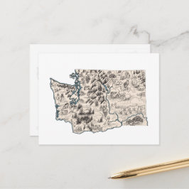 Cartão Postal Gráfico de Estado Antiquado do Mapa de Imagens do