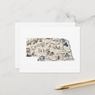 Cartão Postal Gráfico de Estado da Imagem de Nebraska Vintage M