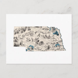 Cartão Postal Gráfico de Estado da Imagem de Nebraska Vintage Ma