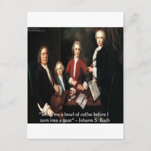 Cartão Postal Gráfico de JS Bach e café engraçado presentes e ca