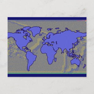 Cartão Postal gráfico de mapa do mundo azul