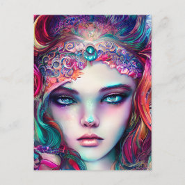 Cartão Postal Gráfico de meia-face da Princesa Sereia