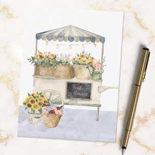 Cartão Postal Gráfico de Mercado de Flores em Aquarela Arte Cott