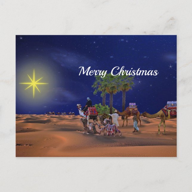 Cartão Postal Gráfico de Natal das Estrelas do Wise Men (Frente)