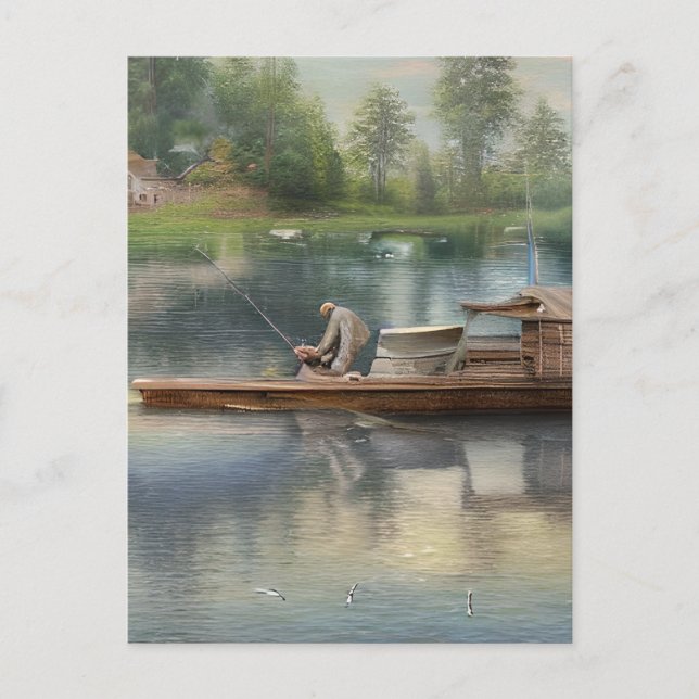Cartão Postal Gráfico de pesca (Frente)