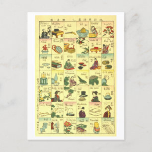 Cartão Postal Gráfico de Tradução Japonês-Inglês Antigo