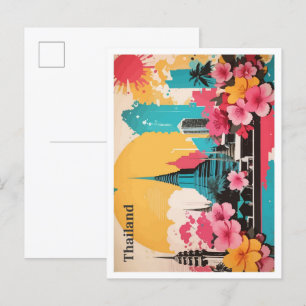 Cartão Postal Gráfico de Viagem de Pop de arte de Bangkok na Tai