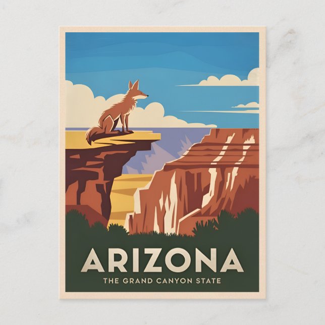 Cartão Postal Gráfico do Grand Canyon da Arizona da Retrora (Frente)