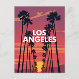 Cartão Postal Gráfico do pôr do sol da palmeira de Los Angeles