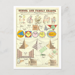 Cartão Postal Gráfico educacional para três tipos de desenho