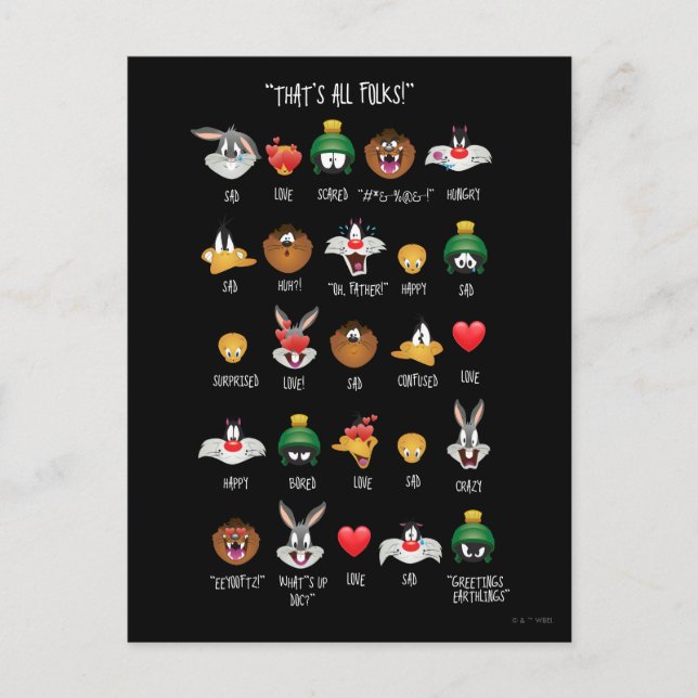 Cartão Postal Gráfico Emoji (TUNES DE LOONEY™) (Frente)