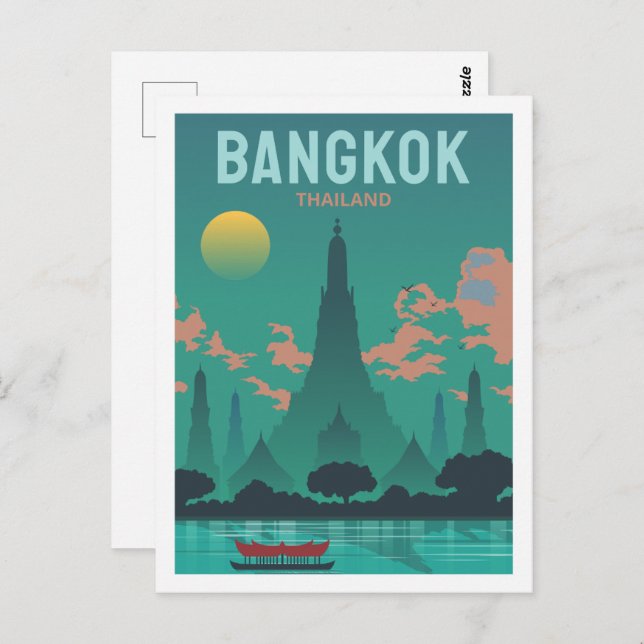 Cartão Postal Gráfico Famosa de Viagens de Bangkok na Tailândia (Frente/Verso)