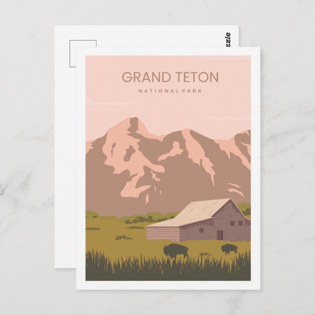 Cartão Postal Gráfico Grand Teton Wyoming USA Viagem Place (Frente/Verso)
